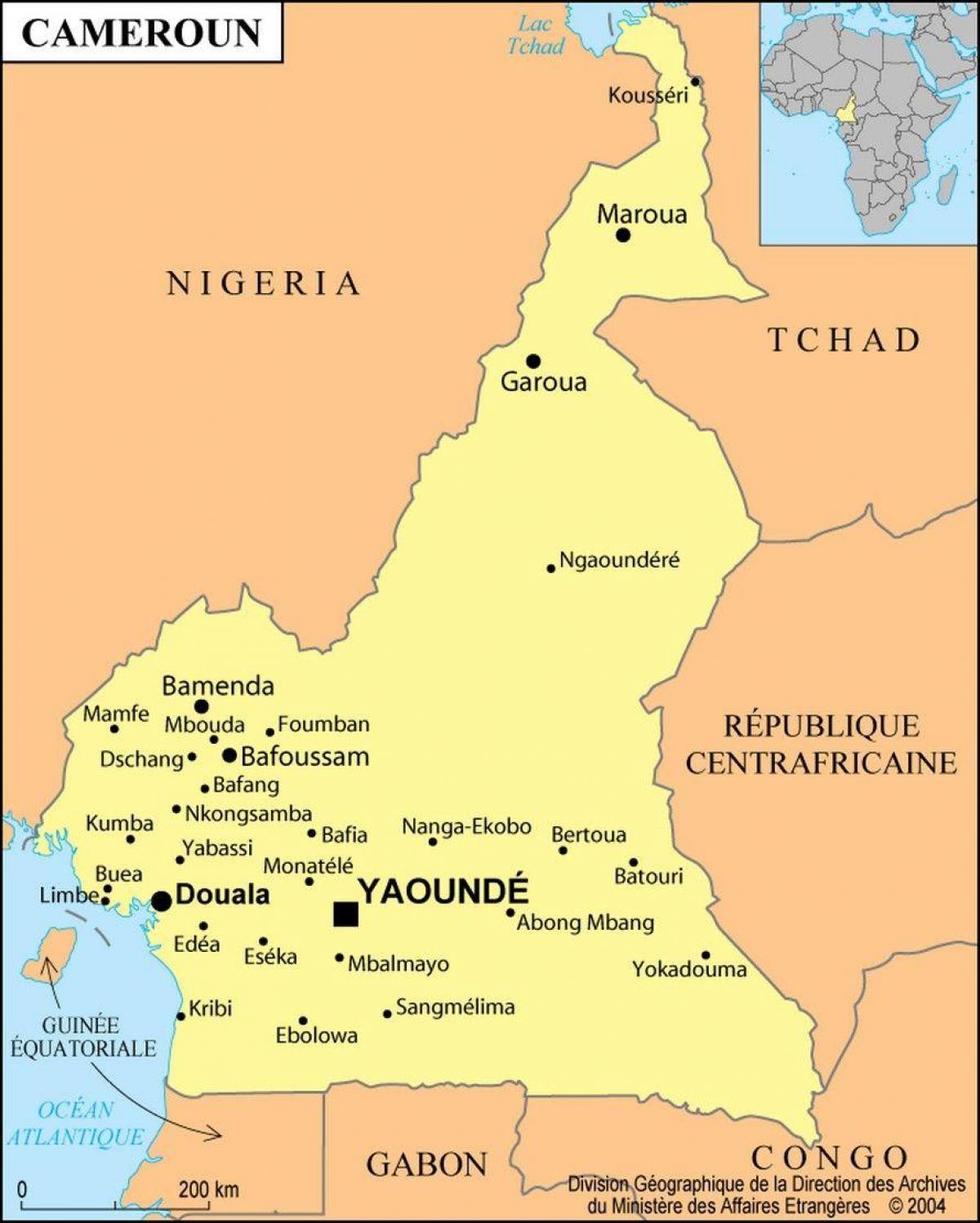 Kaart van douala Kameroen