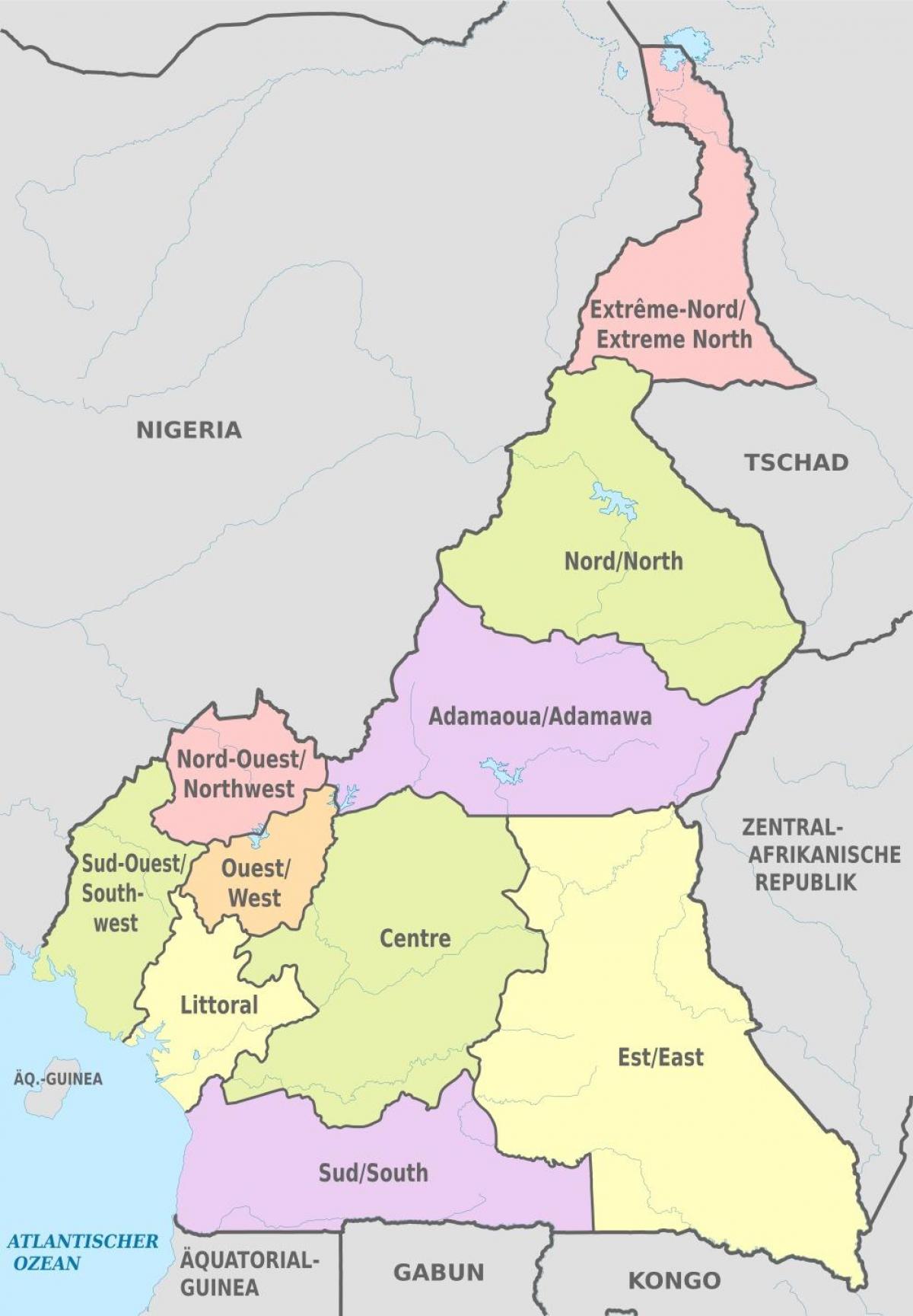 Kaart van administratiewe Kameroen