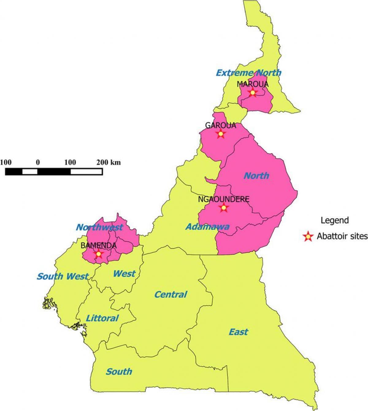 Kameroen wat die streek kaart