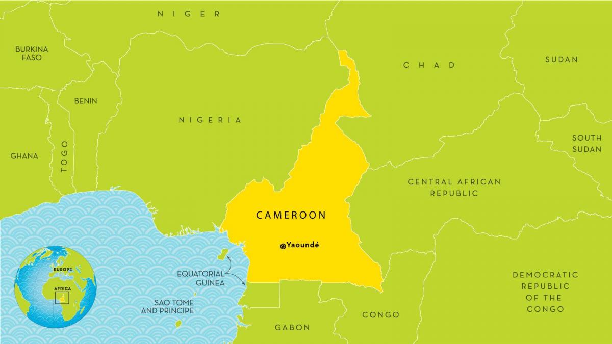 kaart van Kameroen en omliggende lande