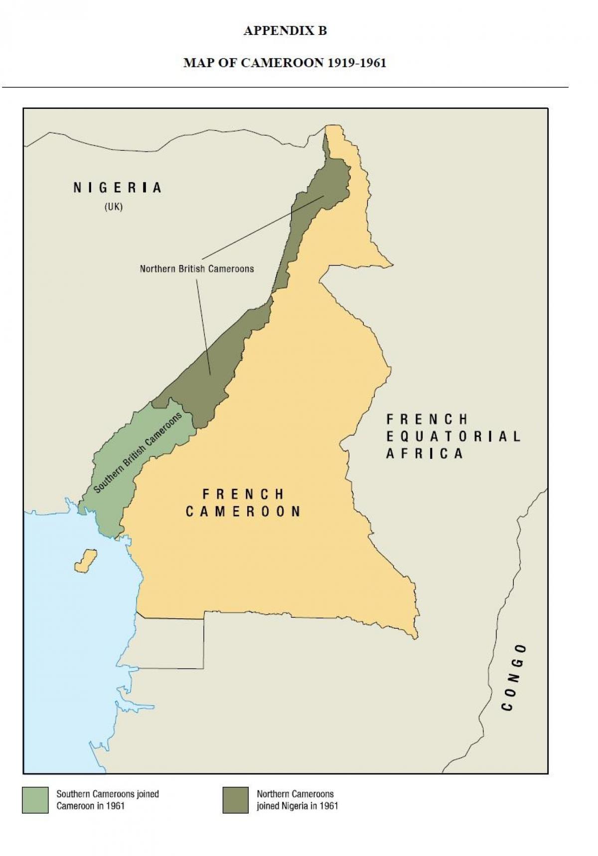 Kaart van die uno staat van Kameroen