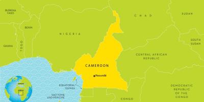 Kaart van Kameroen en omliggende lande