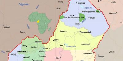 Kameroen kaart met stede